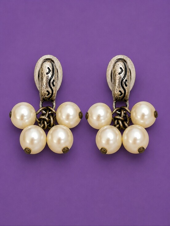 Brighton Jewelry - BRIGHTON White Pearl Cluster Drop Earrings